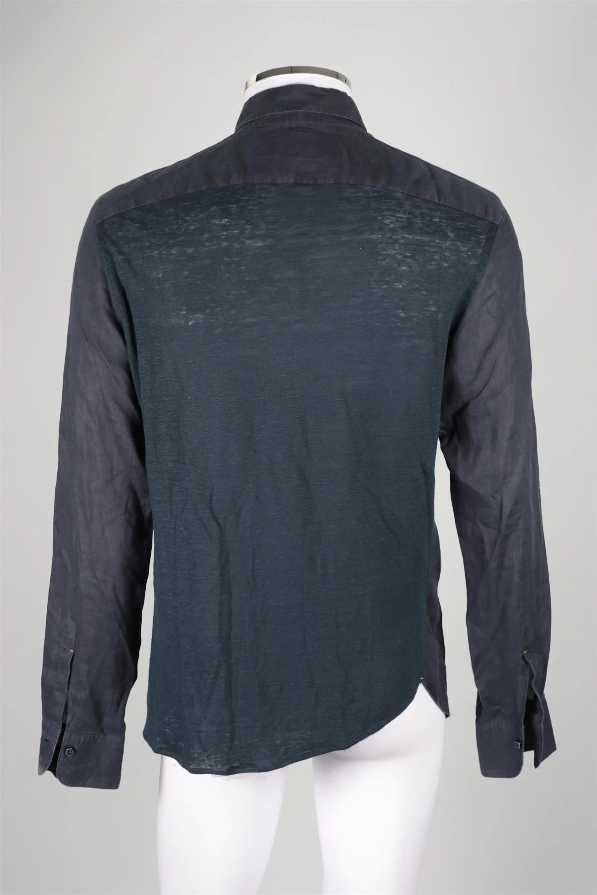 100% CAPRI NAVY MEN'S LINEN SHIRT MEDIUM - Image 4