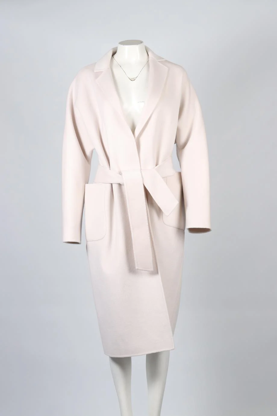 12 STOREEZ BELTED WOOL AND CASHMERE BLEND COAT ONE SIZE - Image 2