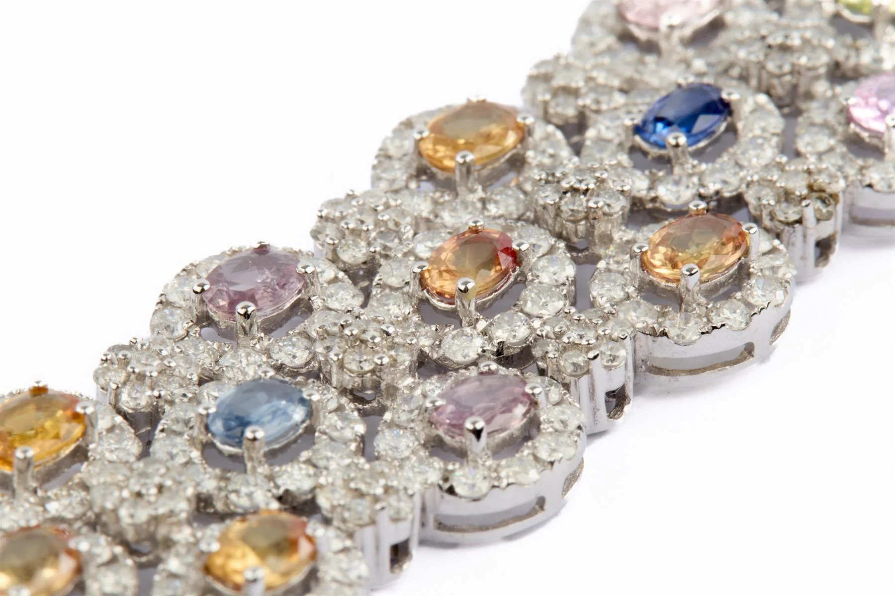 18K WHITE GOLD DIAMOND AND GEMSTONE BRACELET - Image 9
