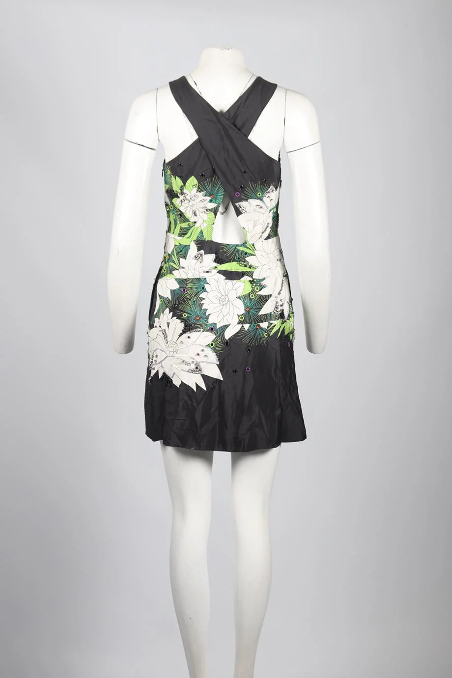 3.1 PHILLIP LIM CRYSTAL AND SILK MINI DRESS US 0 UK 2 - Image 4