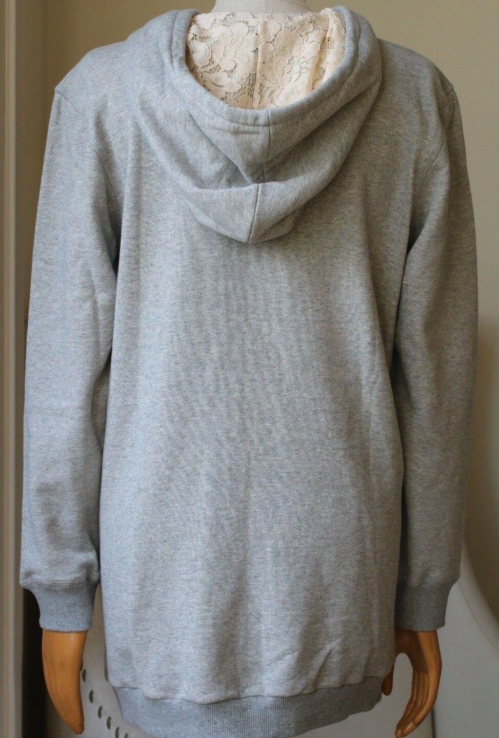 3.1 PHILLIP LIM LACE PANELED COTTON JERSEY HOODIE MEDIUM - Image 4