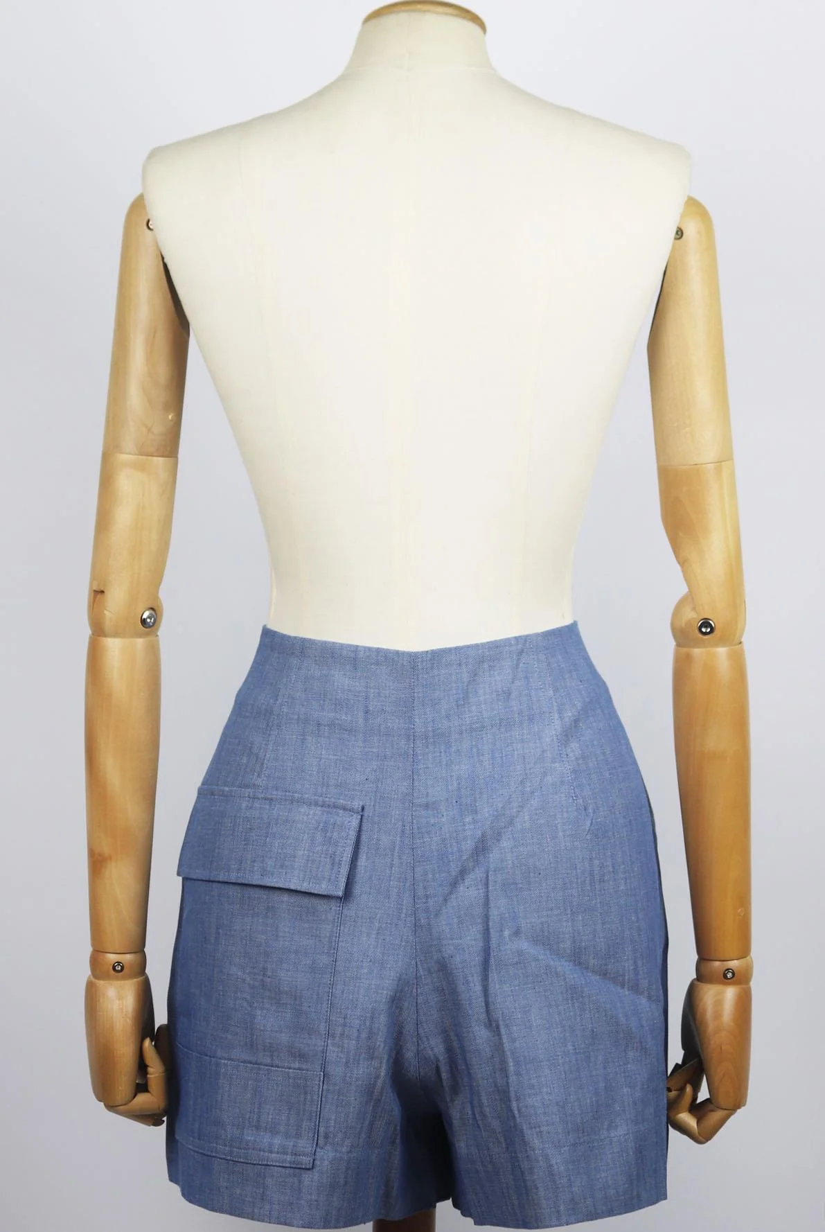 3.1 PHILLIP LIM TIE FRONT COTTON CHAMBRAY SHORTS US 2 UK 6 - Image 4
