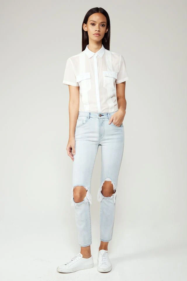 3X1 W3 HIGH RISE STRAIGHT AUTHENTIC CROP JEANS IN MEI W26 UK 8 - Image 9