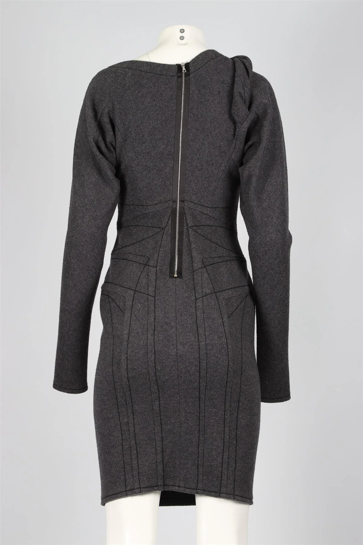 6267 GREY WOOL MIDI DRESS IT 40 UK 8 - Image 4