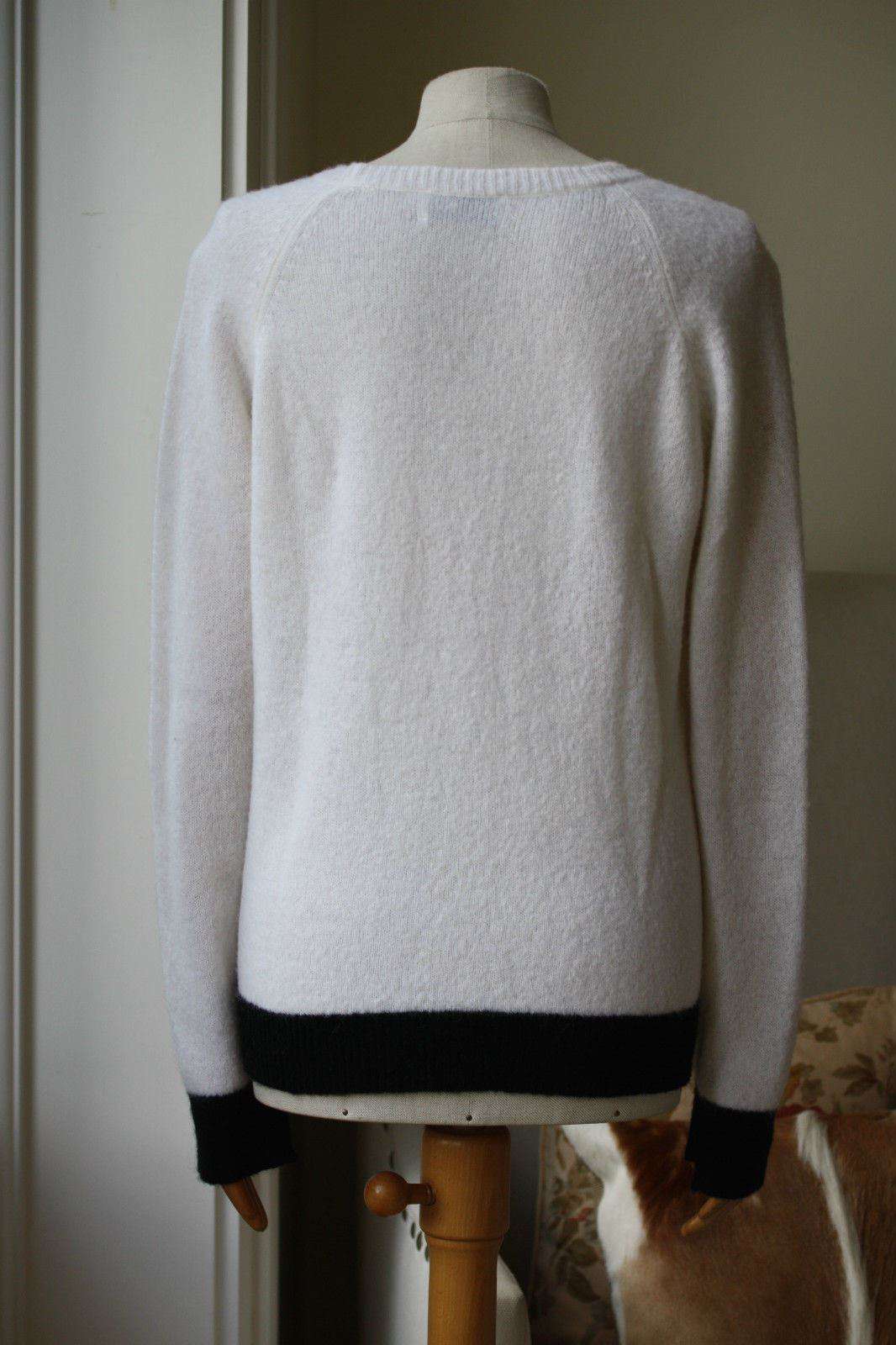 A.L.C. ALICE CREAM BLACK BOATNECK SWEATER JUMPER MEDIUM - Image 3