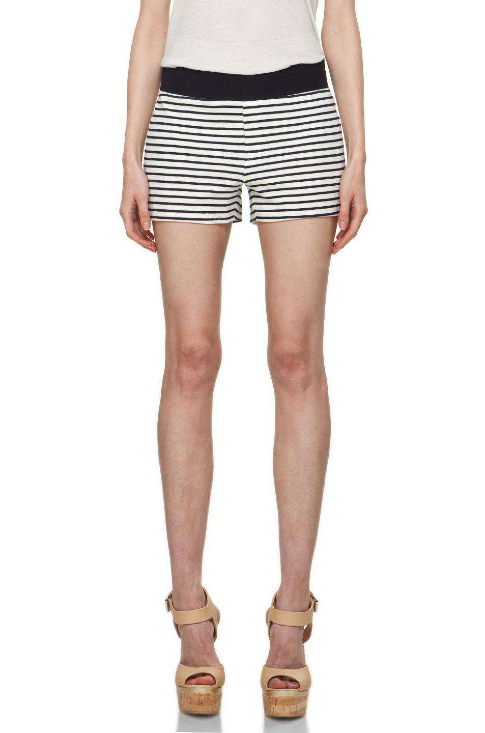 A.L.C. BENJI NAVY & WHITE STRIPED MINI SHORTS XS