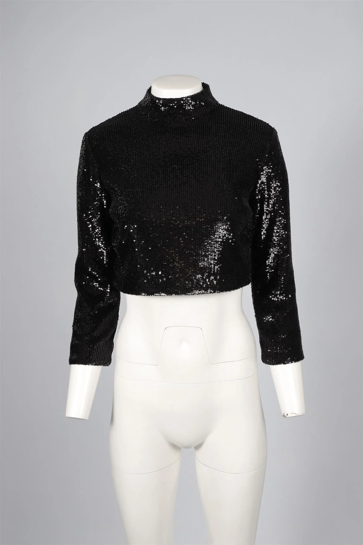 A.L.C. BLACK CROPPED SEQUIN TOP US 2 UK 6 - Image 2