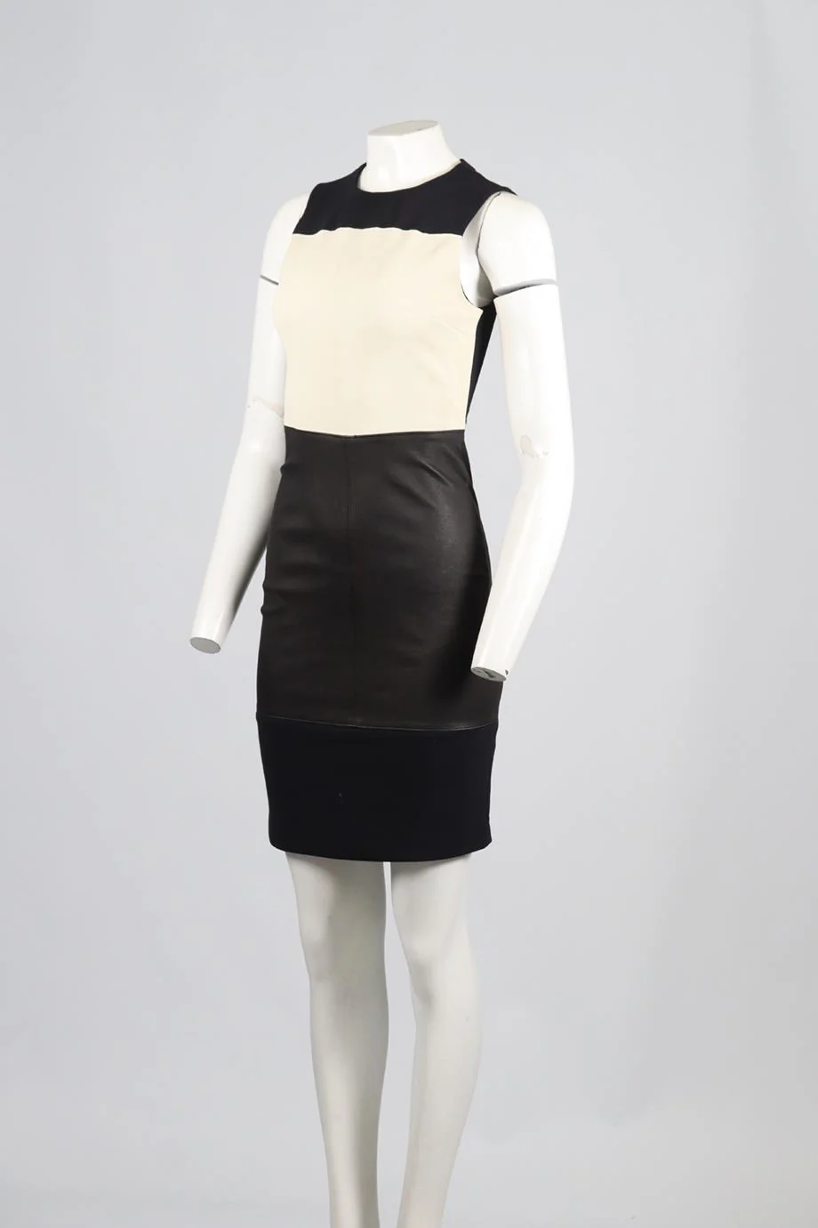 A.L.C. COTTON AND LEATHER MINI DRESS US 4 UK 8 - Image 3