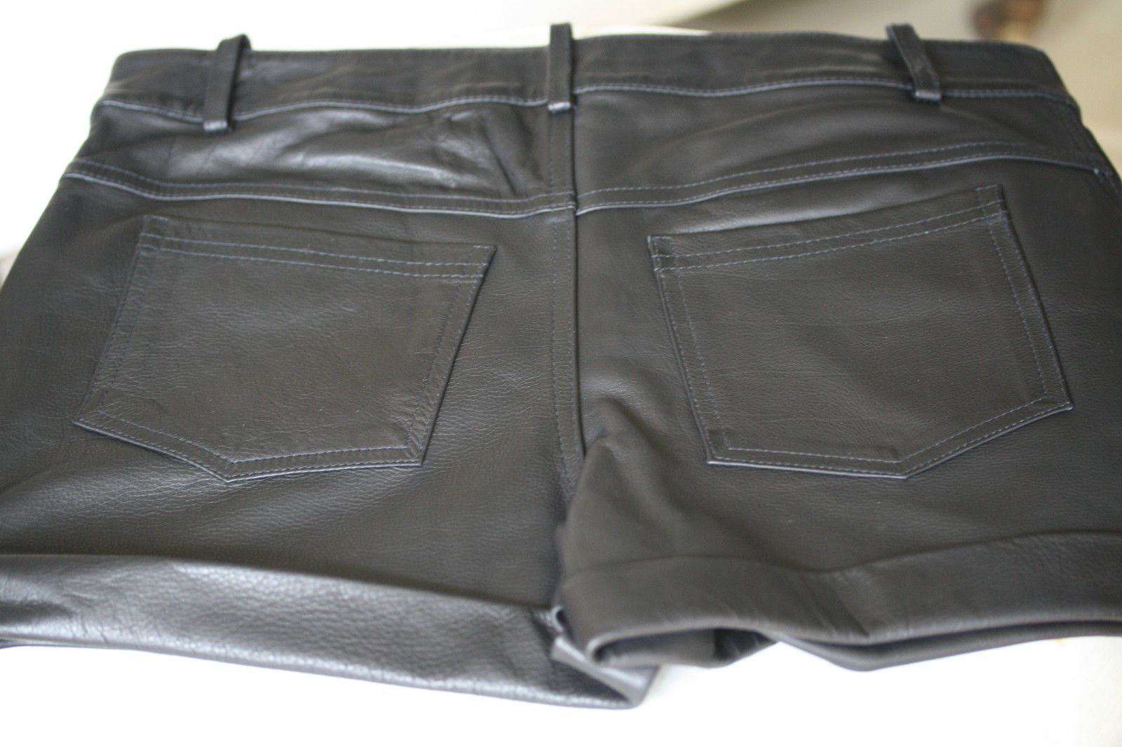 A.L.C. CUFFED BLACK LEATHER SHORTS US 4 UK 8 - Image 3