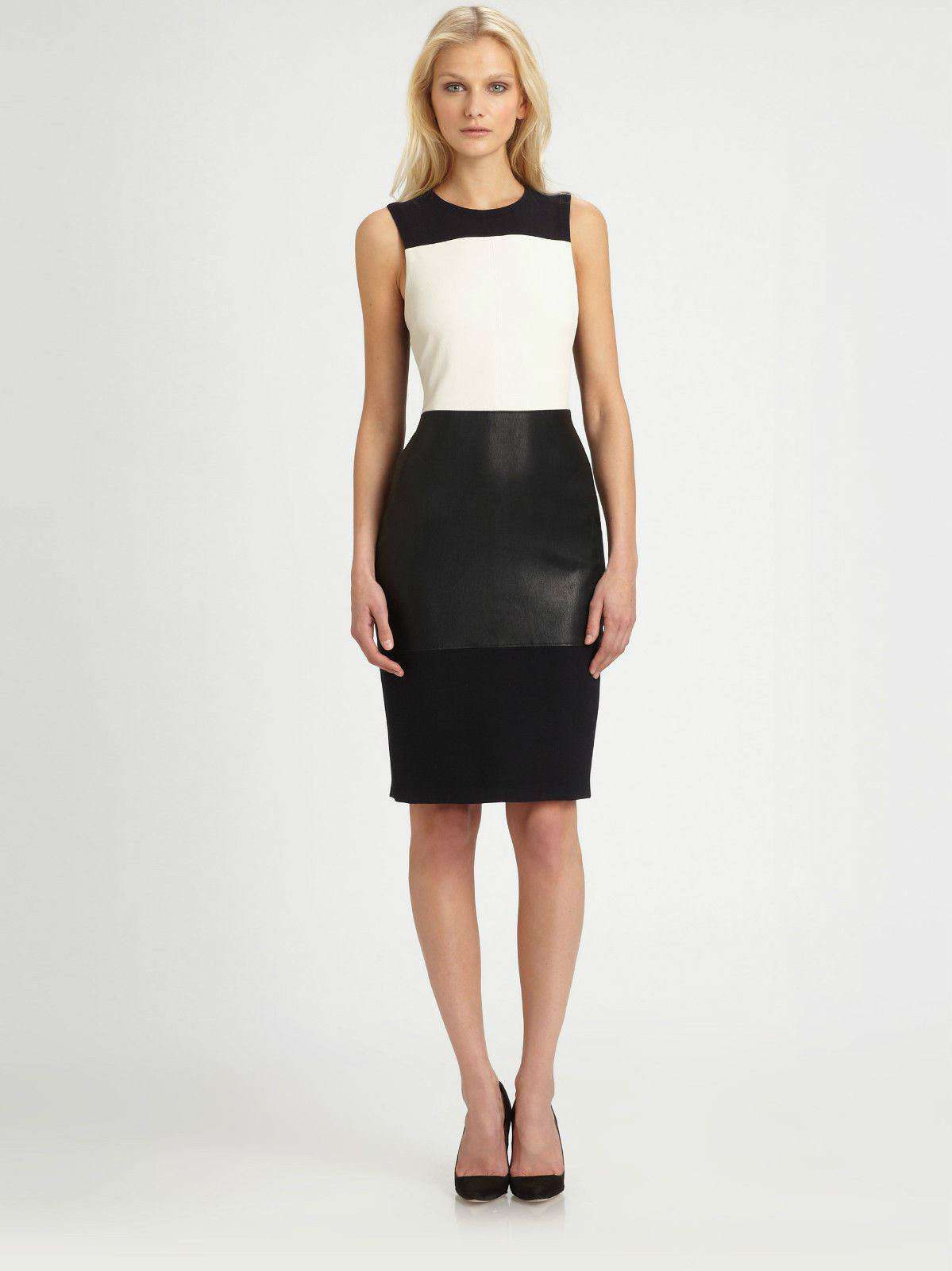 A.L.C. CURIL LEATHER PANEL DRESS US 4 UK 8 - Image 9