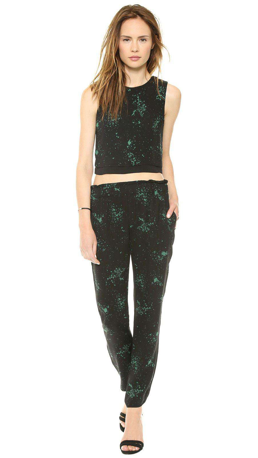 A.L.C. DEVOE BLACK GREEN CROP TOP UK 6 - Image 5