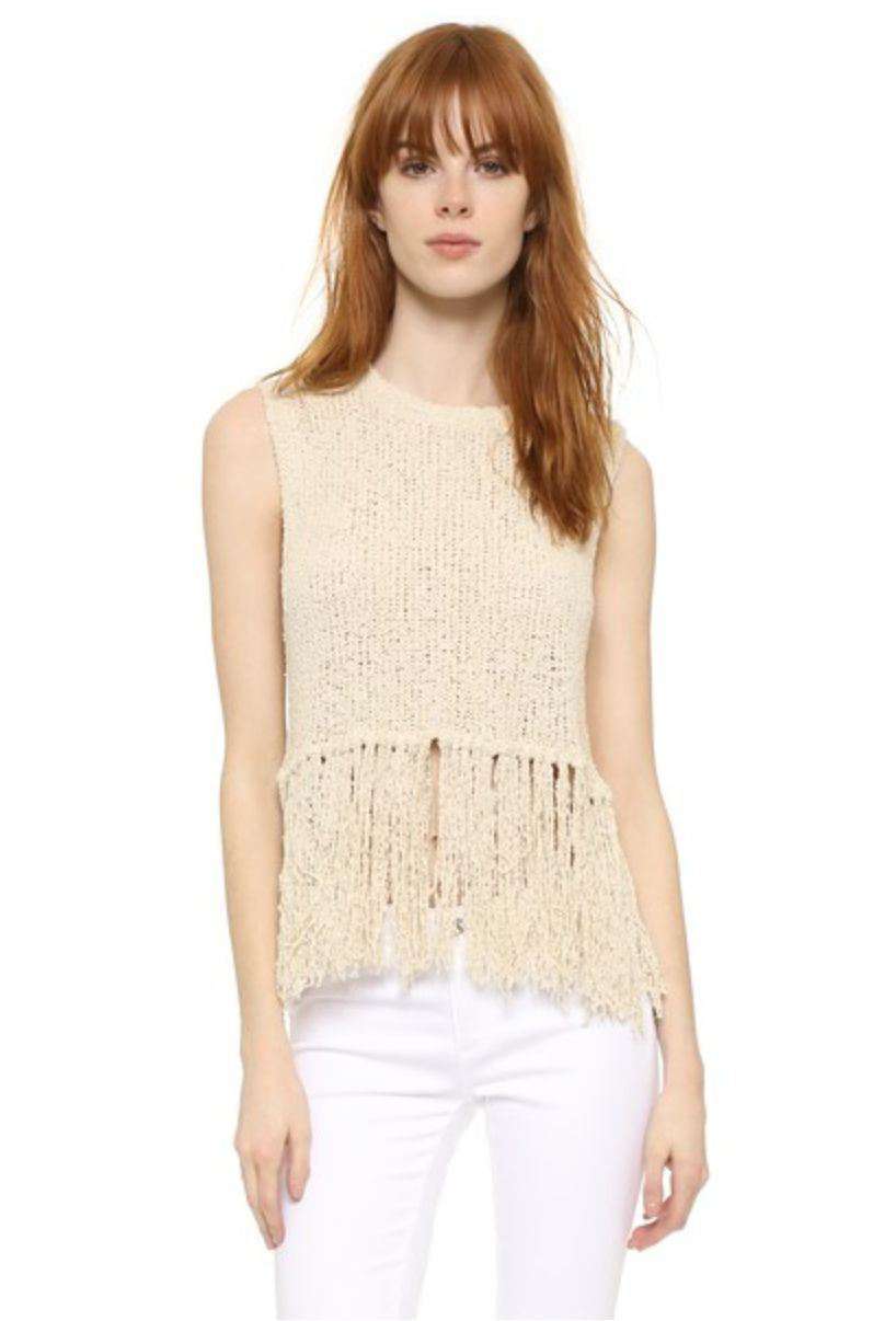 A.L.C. DYLAN FRINGED KNIT TOP SMALL