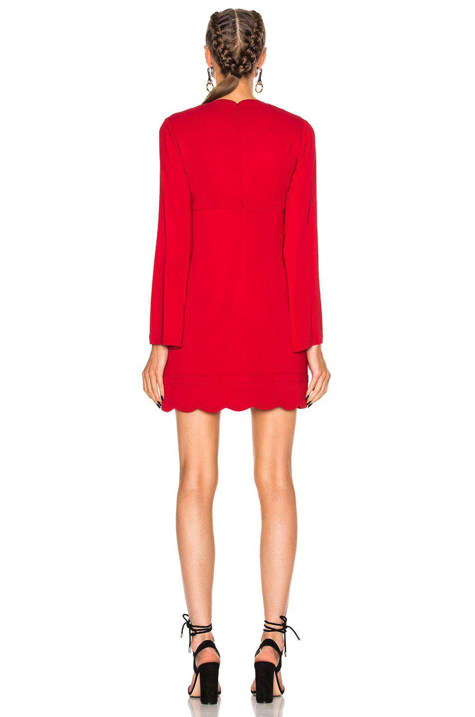A.L.C. EVE SCALLOPED V-NECK CRIMSON DRESS US 8 UK 12 - Image 8