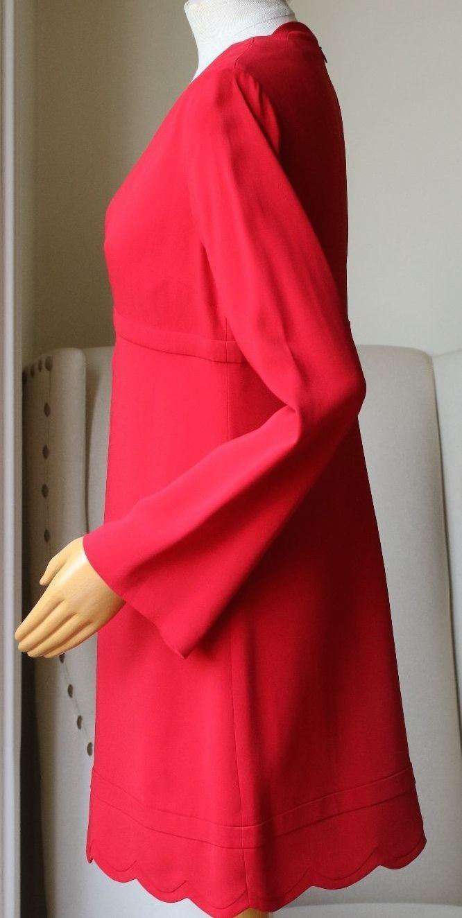 A.L.C. EVE SCALLOPED V-NECK CRIMSON DRESS US 8 UK 12 - Image 9