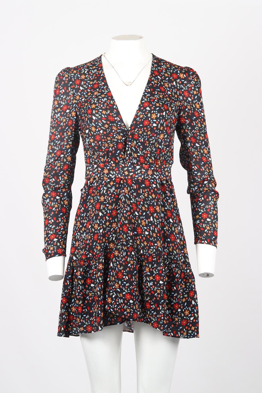 A.L.C. FLORAL PRINTED SILK MINI DRESS US 2 UK 6 - Image 2