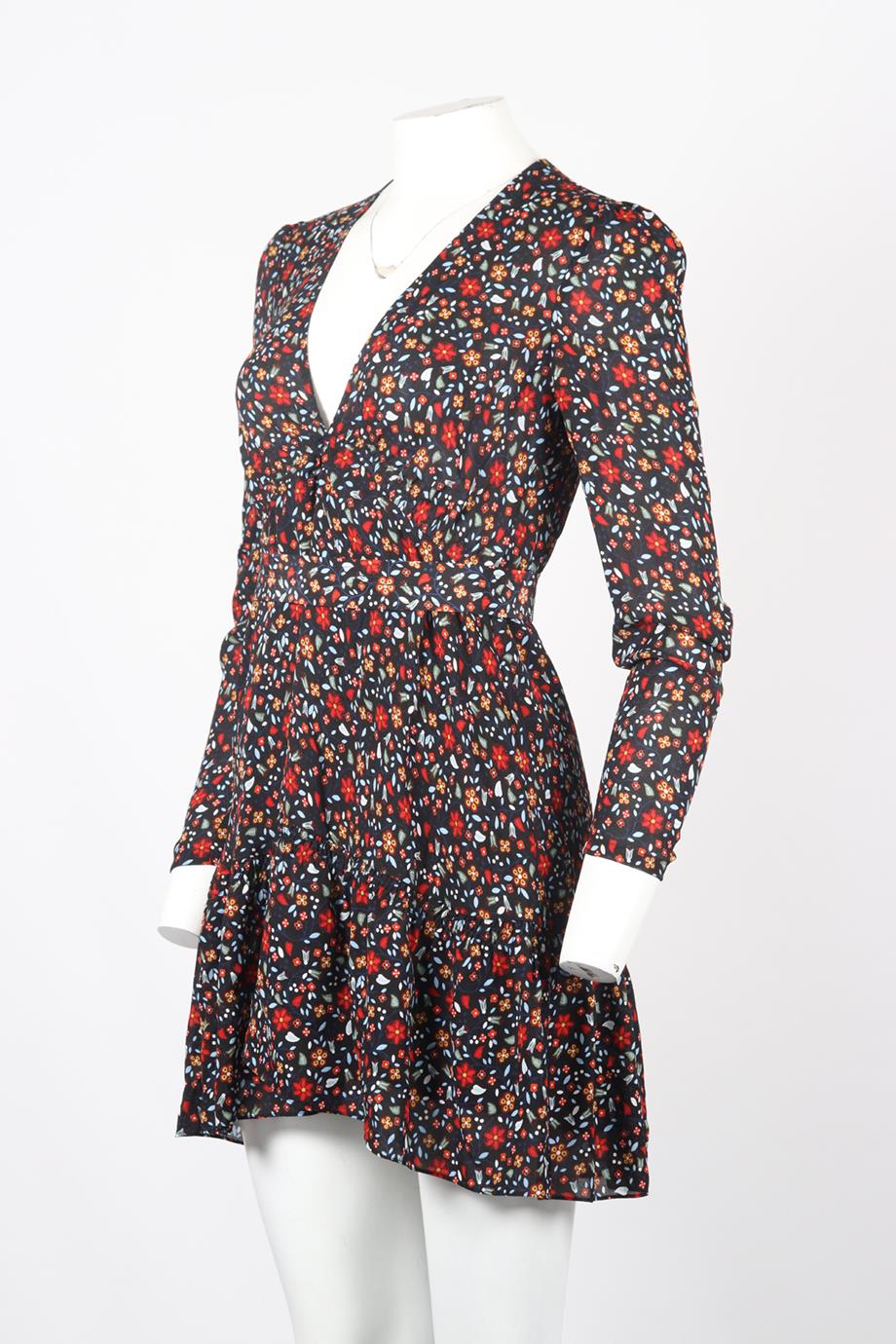A.L.C. FLORAL PRINTED SILK MINI DRESS US 2 UK 6 - Image 3