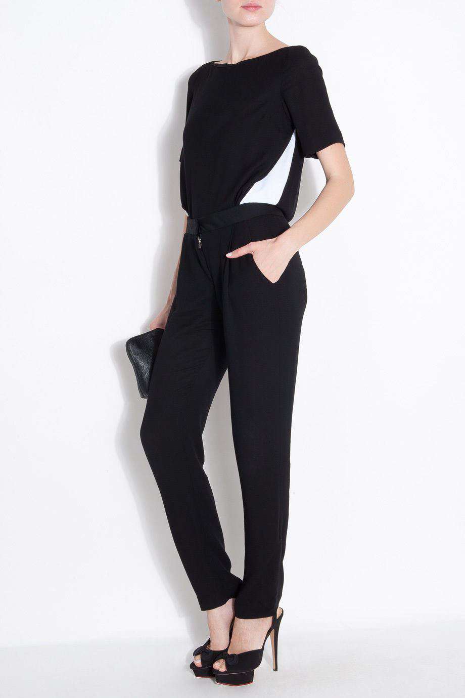 A.L.C. HARLAN BLACK CREPE JUMPSUIT US 4 UK 8