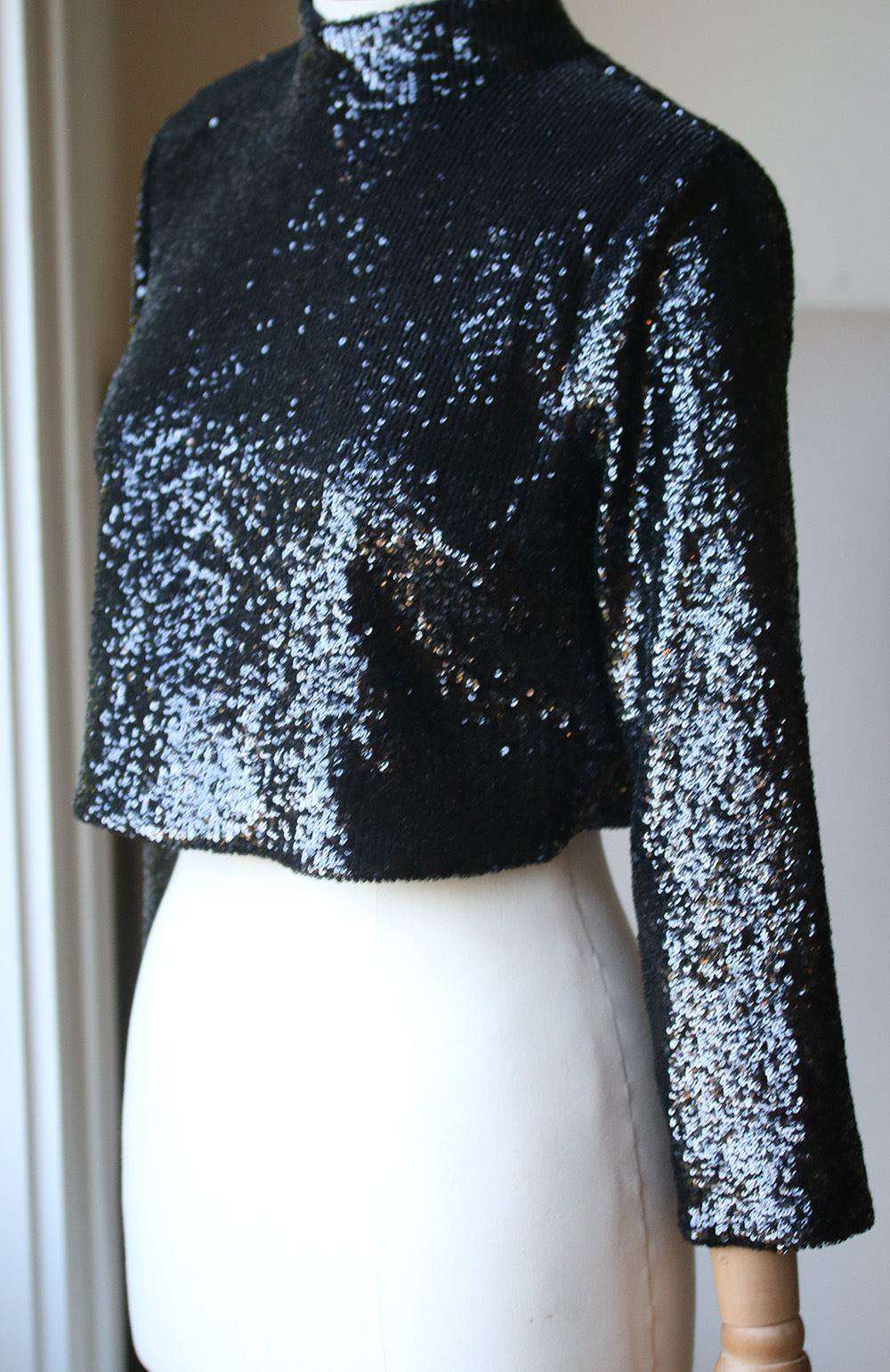 A.L.C. KEEGAN SEQUIN EMBELLISHED CROP TOP US 2 UK 6 - Image 3