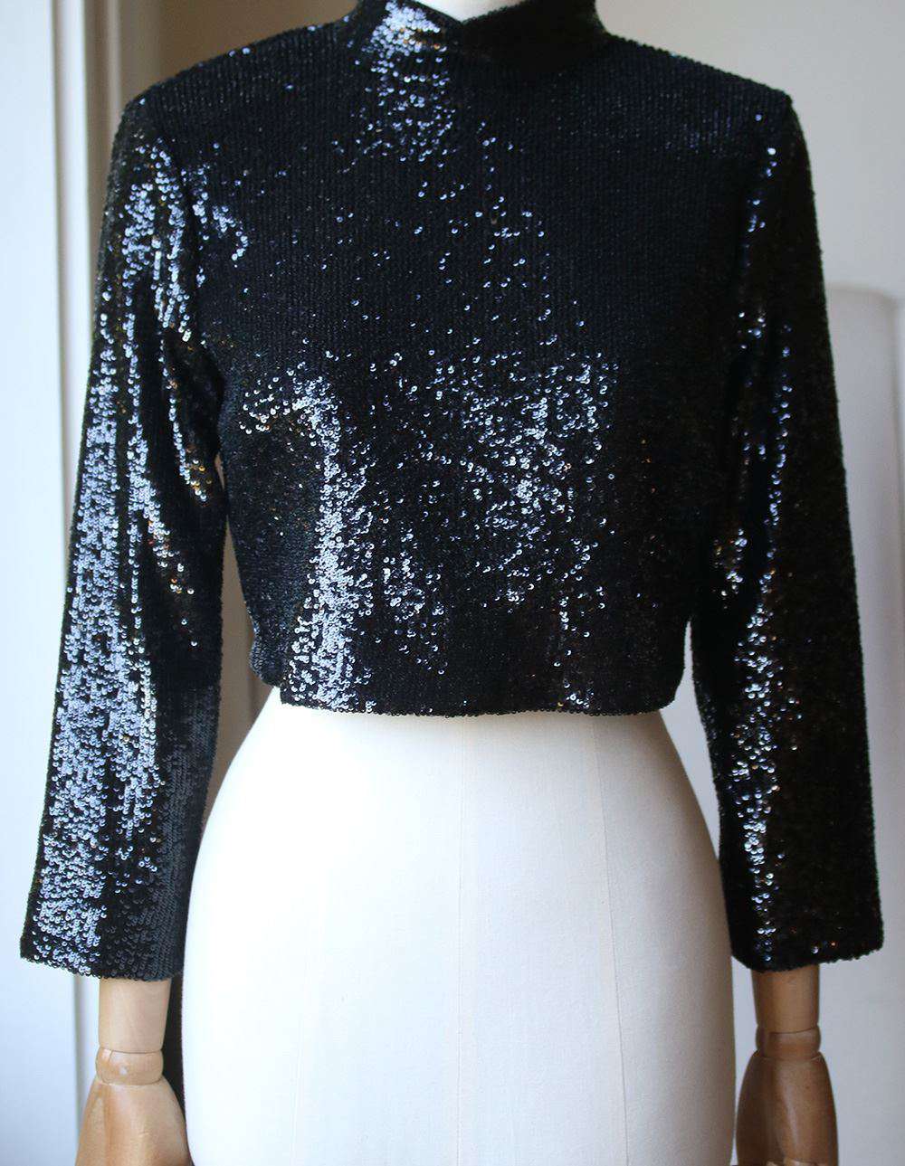 A.L.C. KEEGAN SEQUIN EMBELLISHED CROP TOP US 2 UK 6 - Image 5