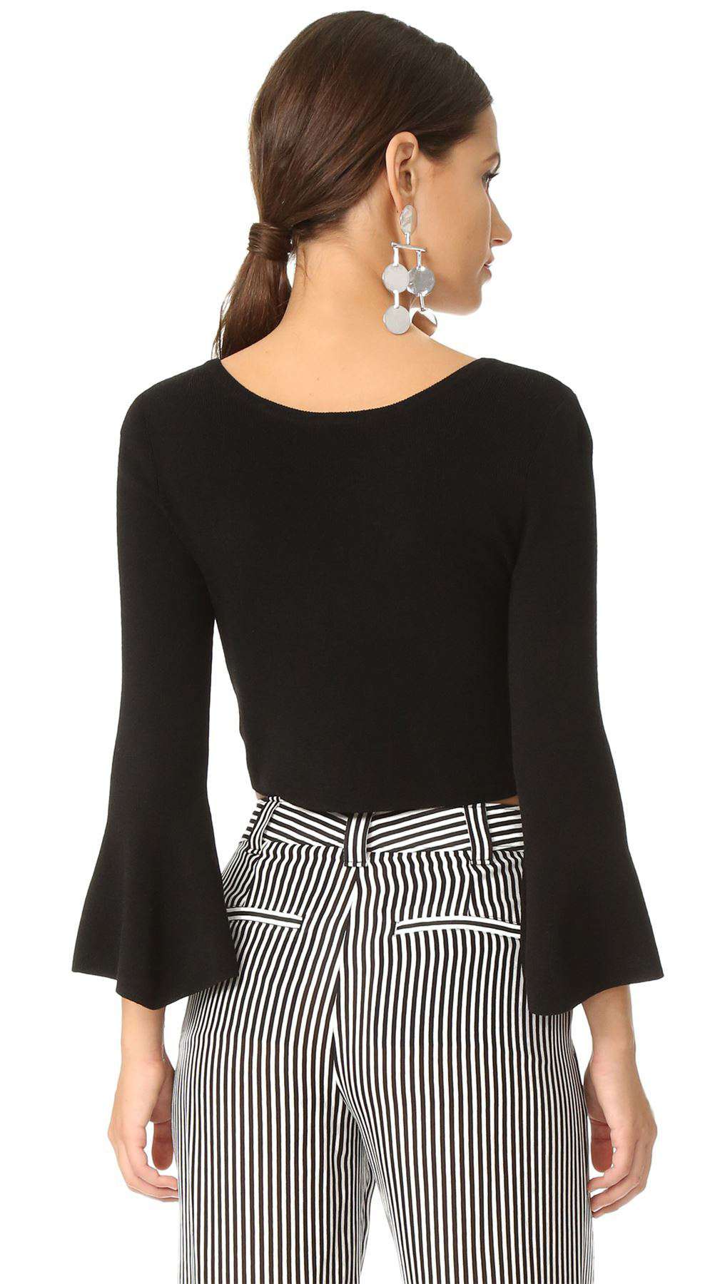 A.L.C. MARA CROPPED FLUTED MERINO WOOL BLEND TOP XSMALL - Image 2