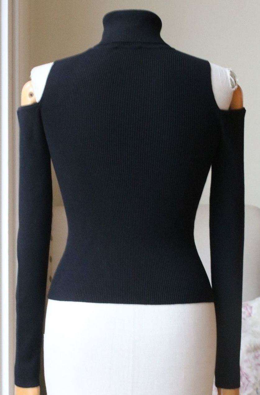 A.L.C. MERVYN RIBBED BLACK CUT OUT SWEATER MEDIUM - Image 4