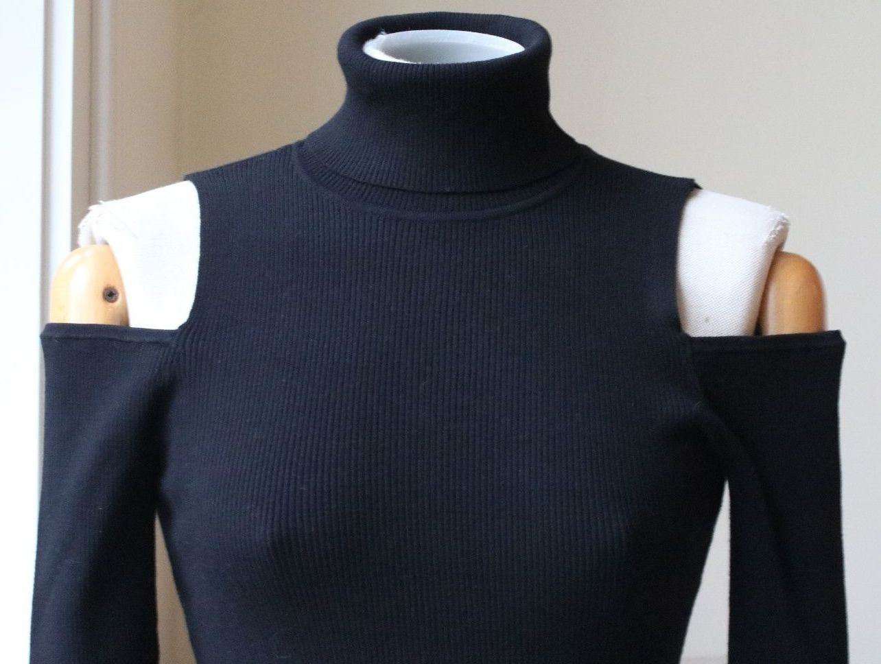 A.L.C. MERVYN RIBBED BLACK CUT OUT SWEATER MEDIUM - Image 7