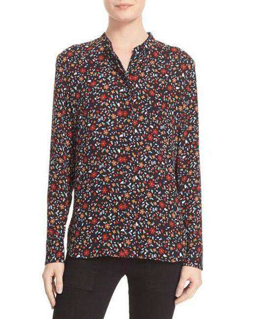 A.L.C. REY FLORAL PRINT SILK BLOUSE US 2 UK 6