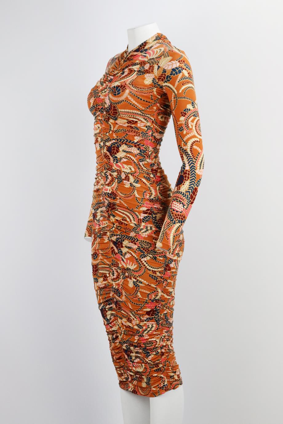 A.L.C. RUCHED PRINTED STRETCH CREPE MIDI DRESS XSMALL - Image 3