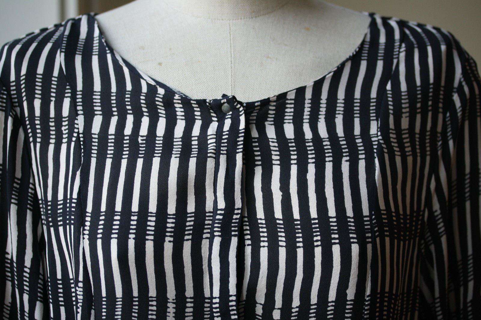 A.L.C. SIMONA BLACK STRIPED BLOUSE SMALL - Image 3