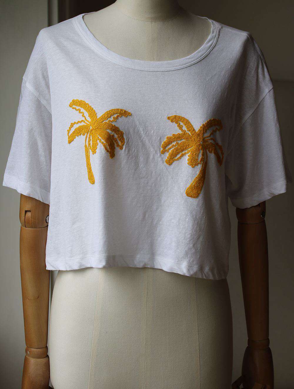 A.L.C. TEAGAN PALM PRINT T-SHIRT SMALL - Image 3