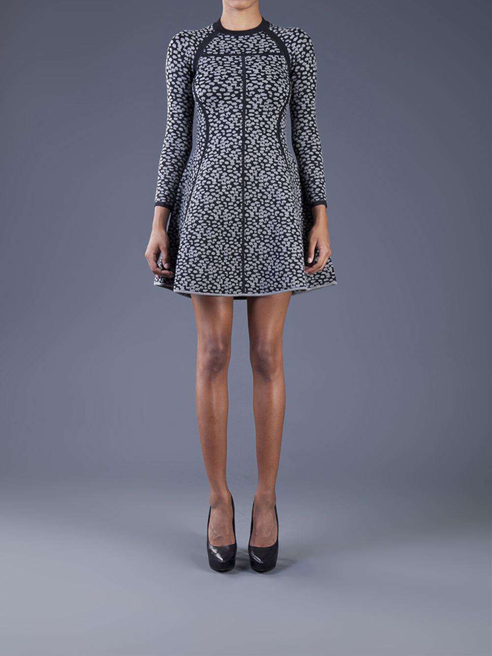 A.L.C. WELLS LEOPARD KNIT FLARED DRESS SMALL - Image 2