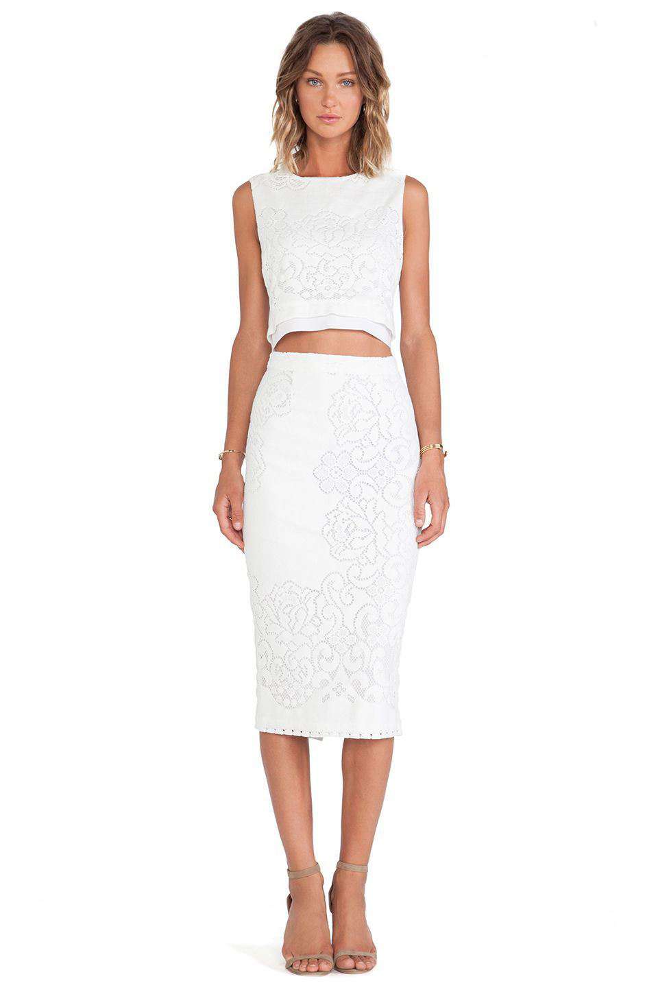 A.L.C. WHITE MAXWELL TOP AND LUCAS SKIRT SMALL/MEDIUM