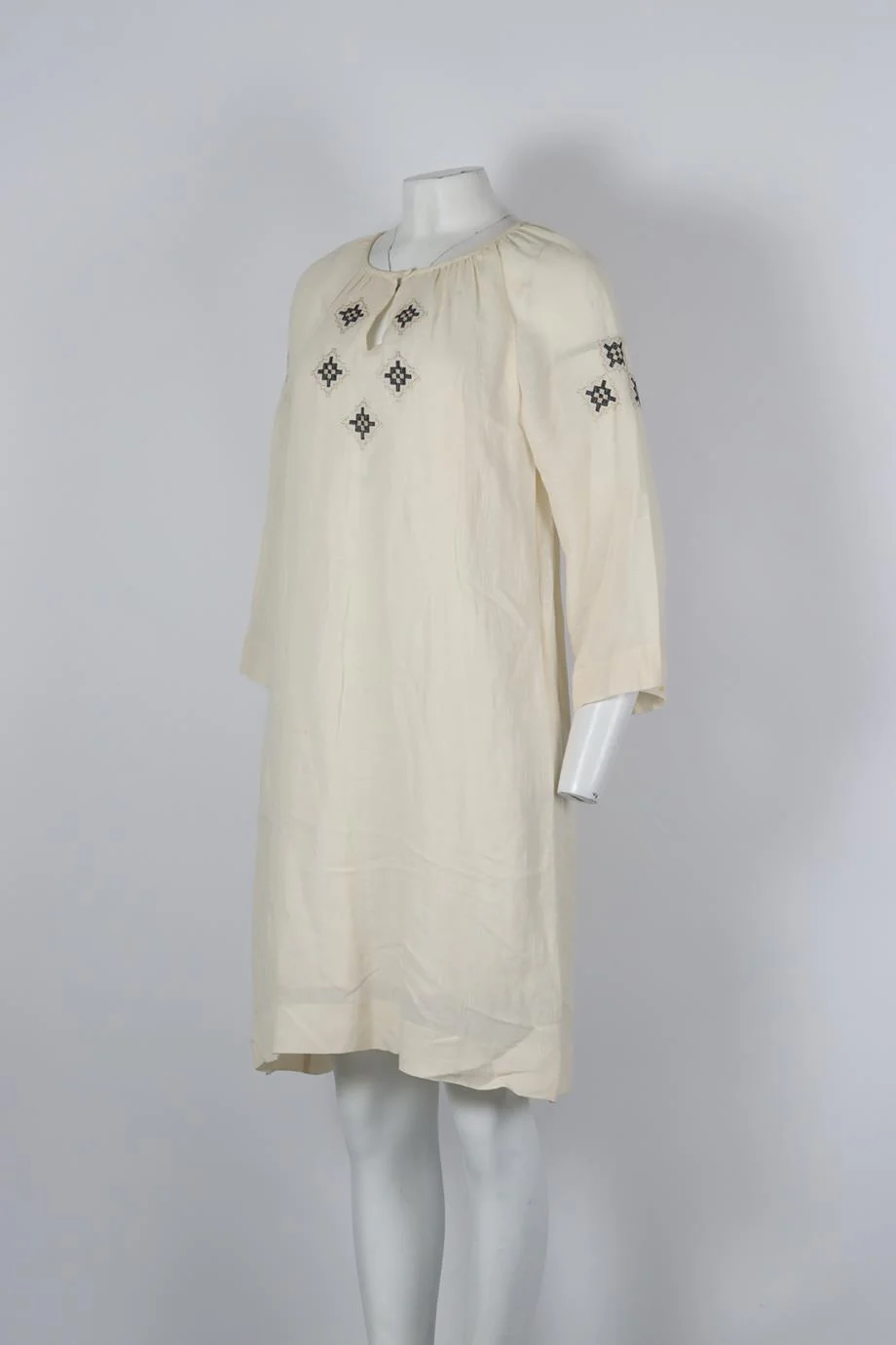 A.P.C. EMBROIDERED LINEN BLEND MINI DRESS XSMALL - Image 3
