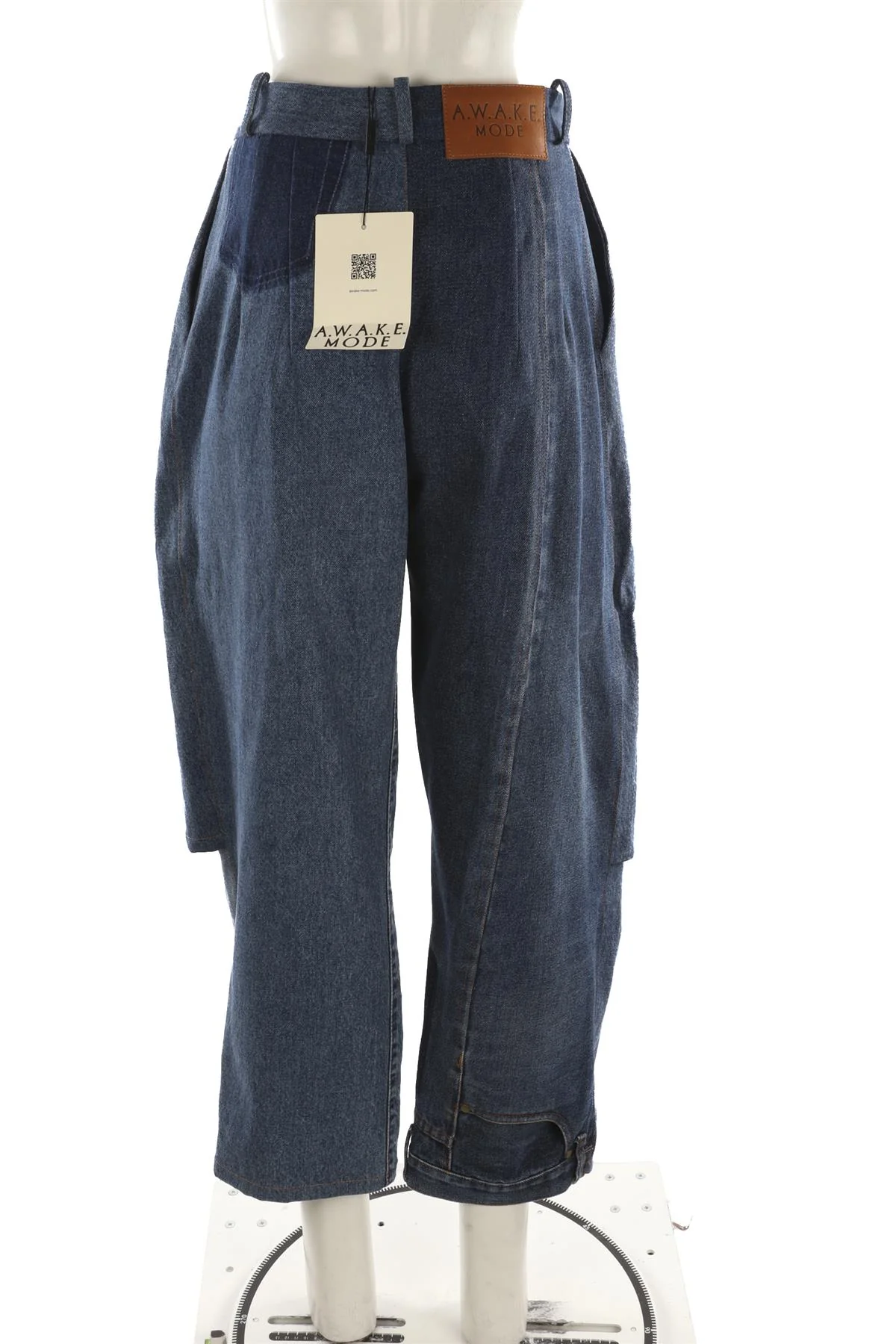 A.W.A.K.E MODE BLUE HIGH RISE BARREL LEG JEANS FR 38 UK 10 - Image 4