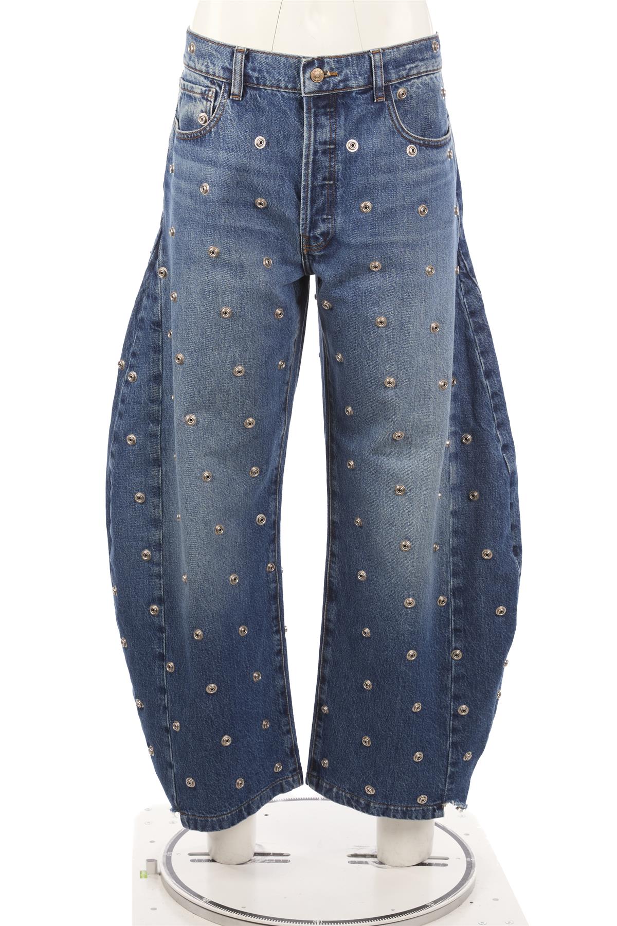 A.W.A.K.E MODE BLUE HIGH RISE BARREL LEG JEANS FR 42 UK 14 - Image 2
