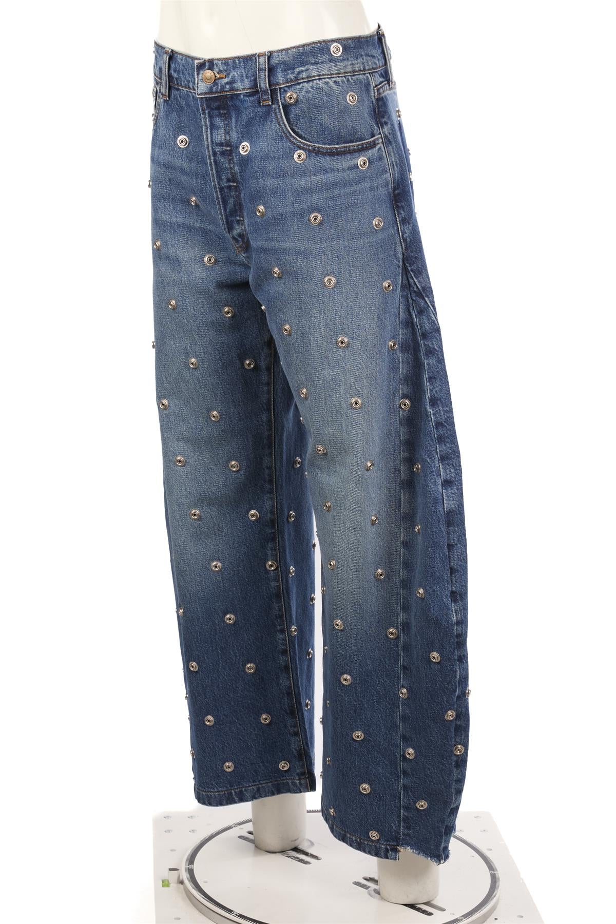 A.W.A.K.E MODE BLUE HIGH RISE BARREL LEG JEANS FR 42 UK 14 - Image 3