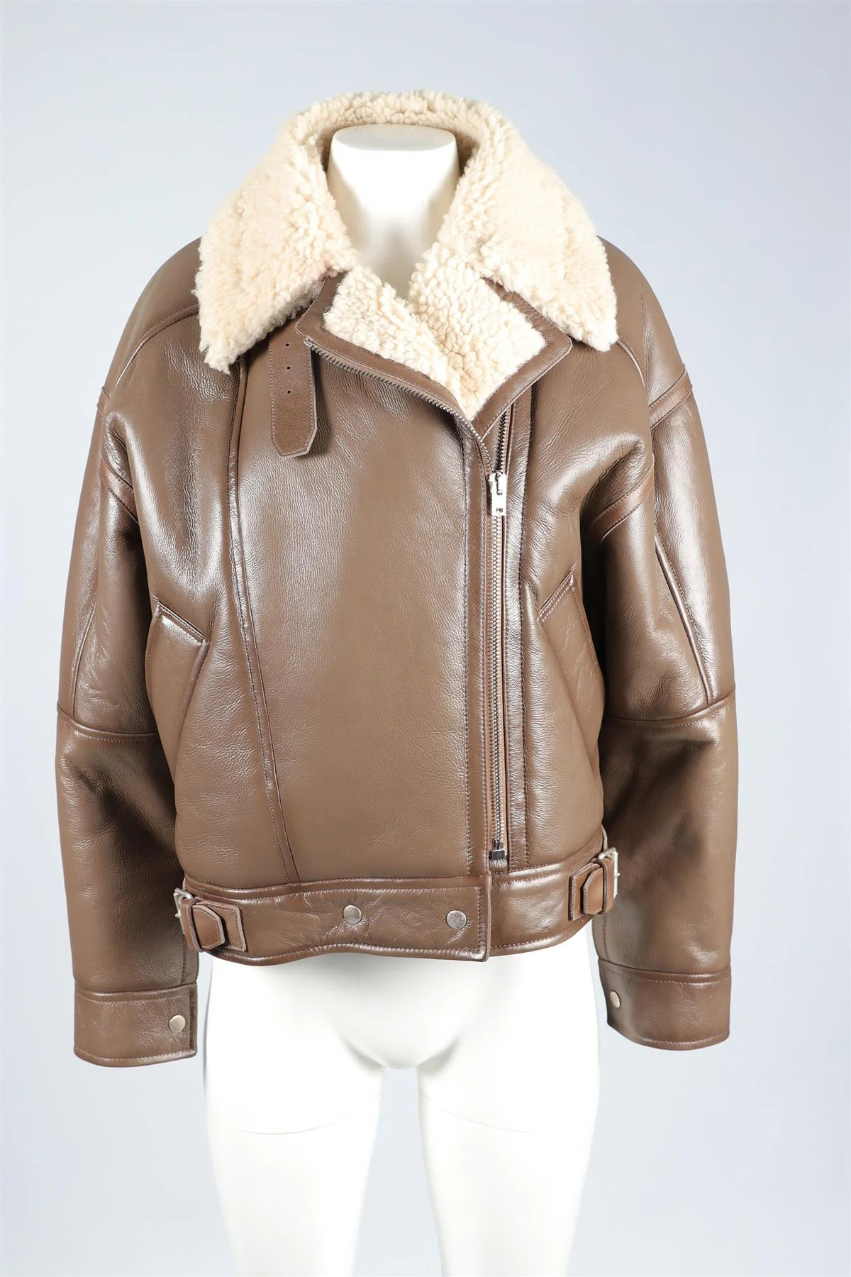 ACNE STUDIO BROWN SHEARLING AND LEATHER JACKET EU 36 UK 8 - Image 2