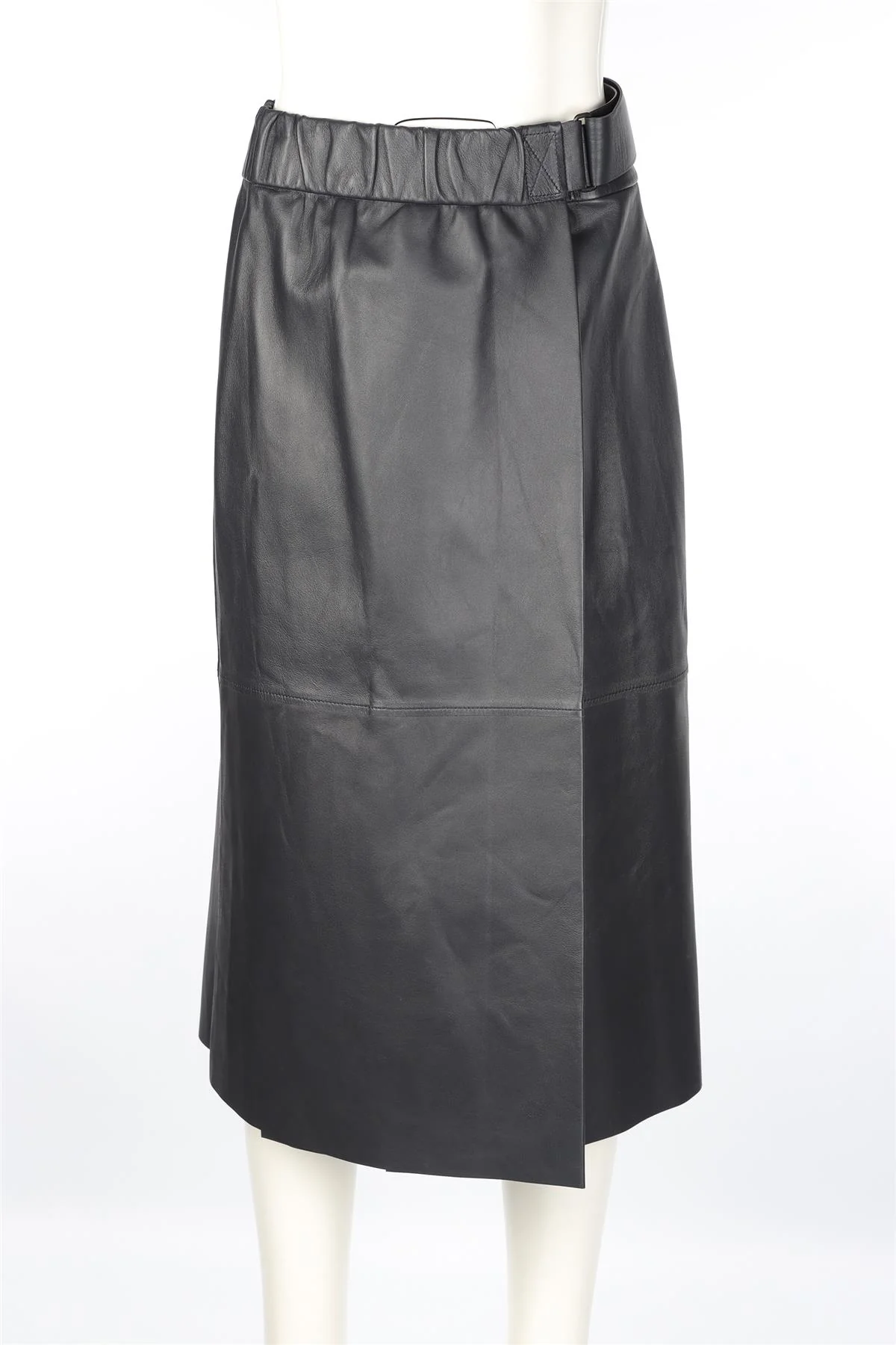 ACNE STUDIOS NAVY LEATHER MIDI SKIRT UK 10 - Image 2