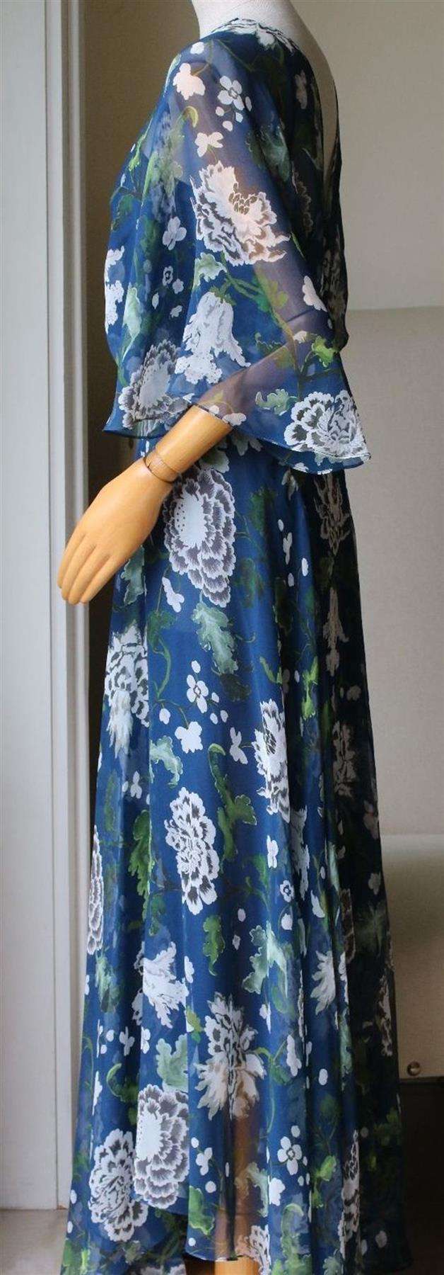 ADAM LIPPES FLORAL PRINT SILK CHIFFON MAXI DRESS US 2 UK 6 - Image 3