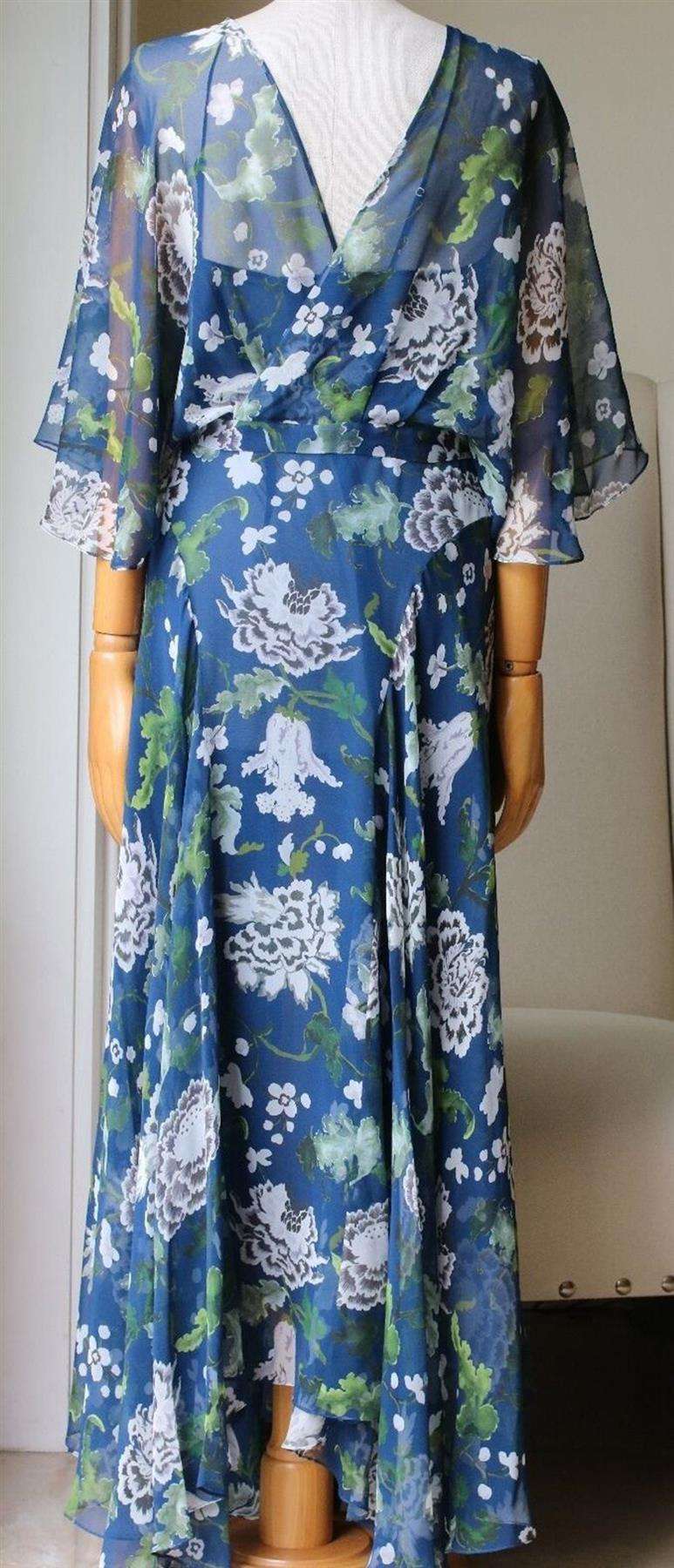 ADAM LIPPES FLORAL PRINT SILK CHIFFON MAXI DRESS US 2 UK 6 - Image 4