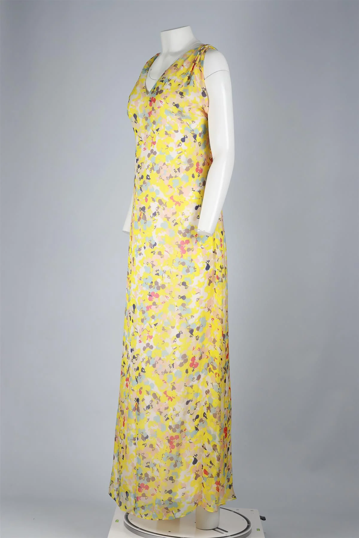 ADAM LIPPES YELLOW SILK MAXI DRESS UK 12 - Image 3