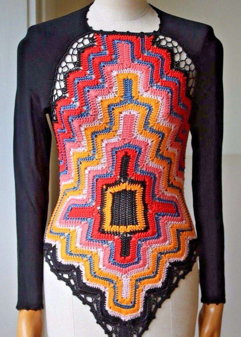 ADAM SELMAN LONG-SLEEVE CROCHET BODYSUIT US 0 UK 4 - Image 3