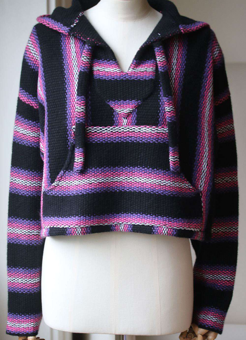 ADAPTATION BAJA STRIPED CASHMERE CROPPED HOODIE SMALL - Image 3