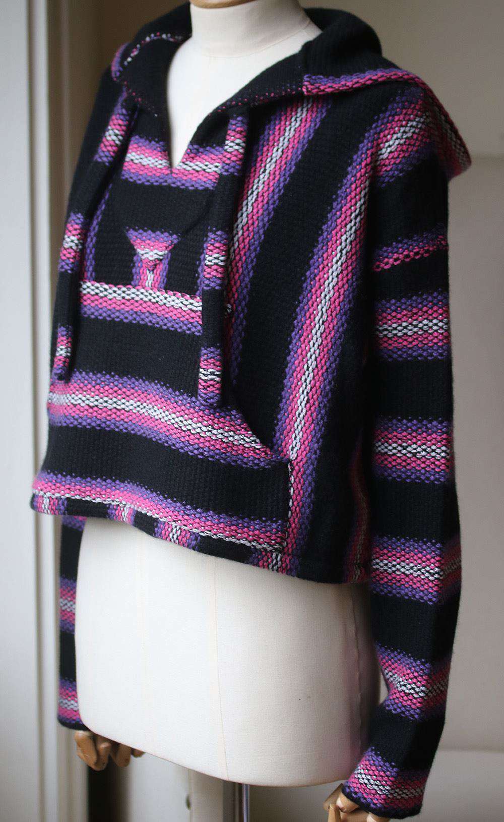 ADAPTATION BAJA STRIPED CASHMERE CROPPED HOODIE SMALL - Image 4