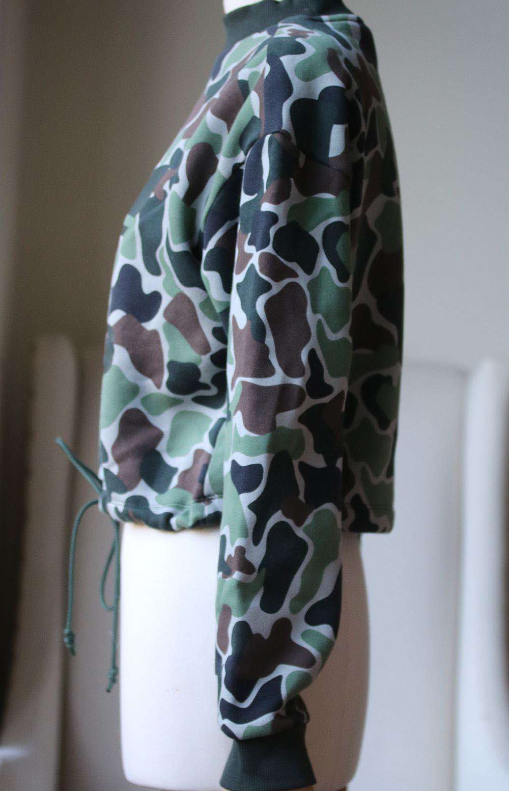 ADIDAS ORIGINALS CAMO PRINT DRAWSTRING CROP SWEATER UK 8 - Image 4