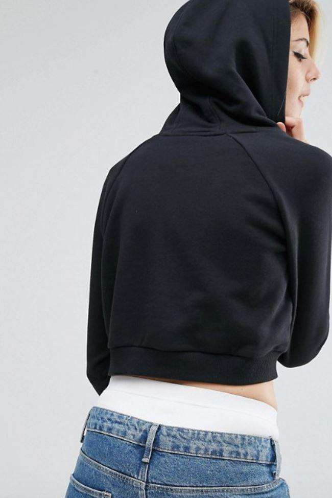 ADIDAS ORIGINALS CROPPED HOODIE WITH TREFOIL LOGO UK 8 - Image 2