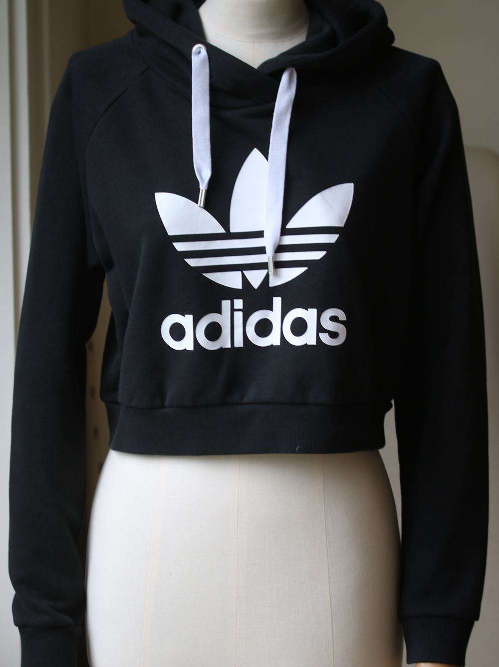 ADIDAS ORIGINALS CROPPED HOODIE WITH TREFOIL LOGO UK 8 - Image 3