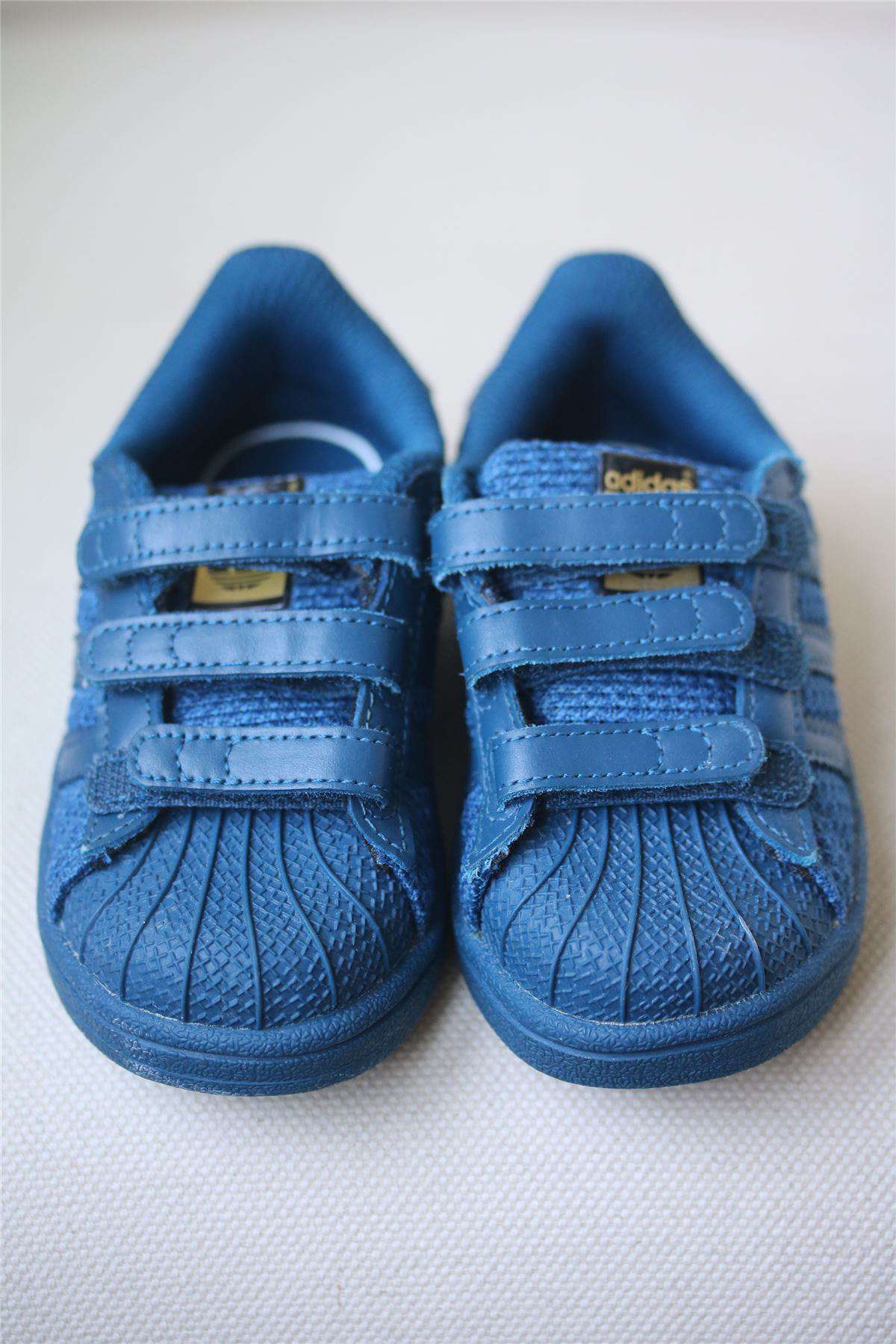 ADIDAS ORIGINALS SUPERSTAR KIDS BLUE WEAVE TRAINERS EU 22 UK 5.5 - Image 2