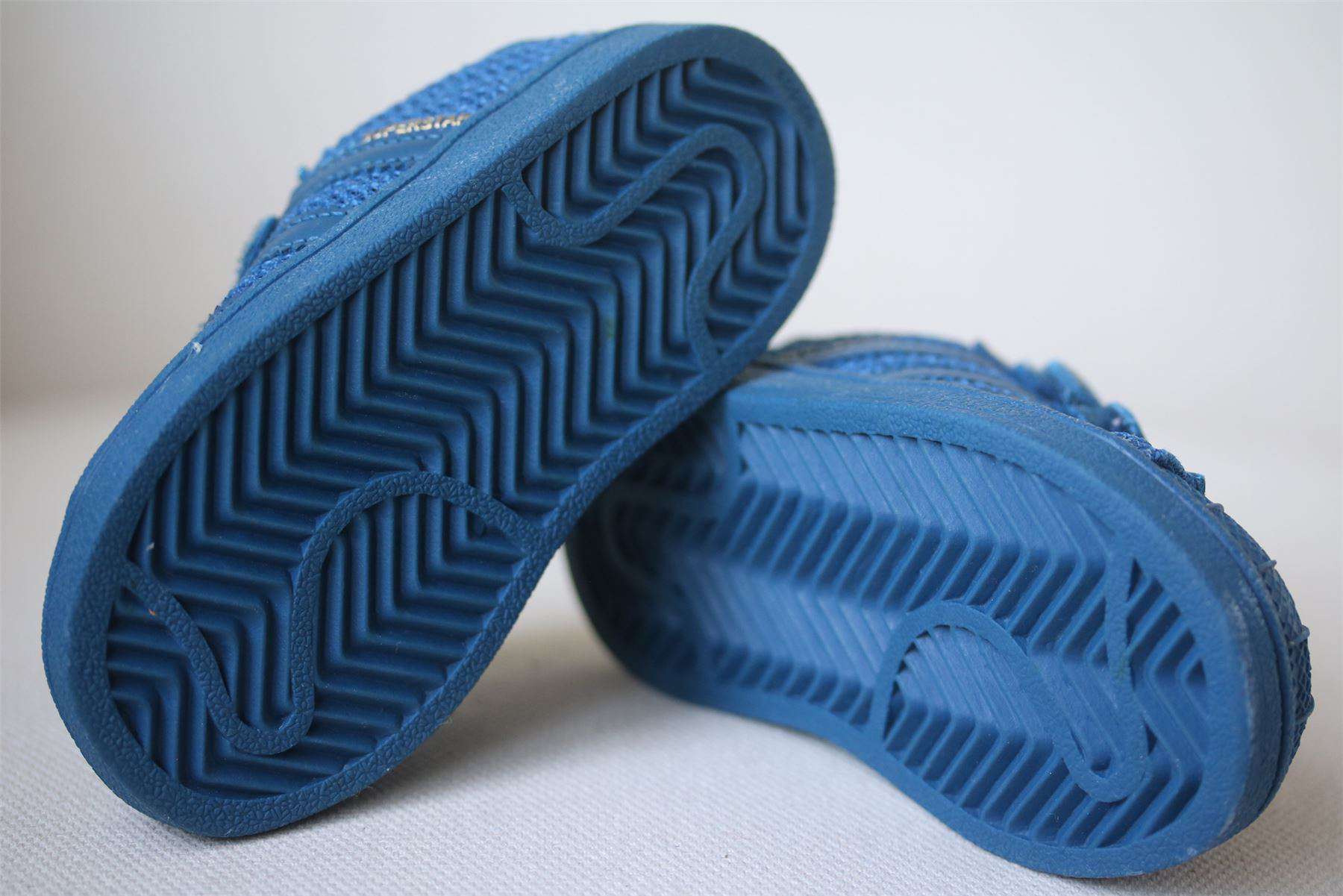 ADIDAS ORIGINALS SUPERSTAR KIDS BLUE WEAVE TRAINERS EU 22 UK 5.5 - Image 4
