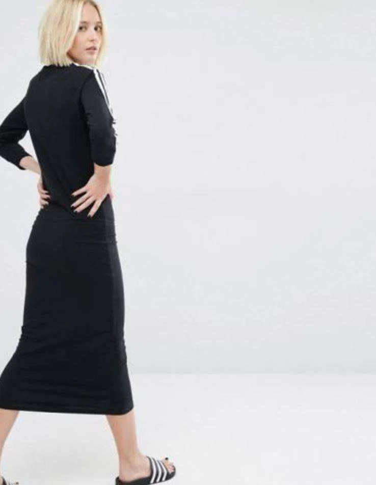 ADIDAS ORIGINALS THREE STRIPE MAXI DRESS UK 10 - Image 2